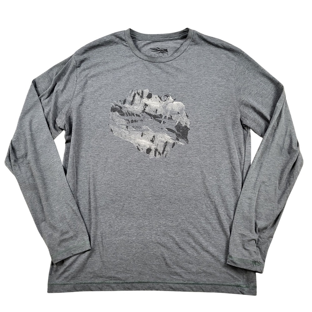 Sitka Gear Mens Gray Mountain Ram Graphic Long Sleeve T-Shirt XL 20042